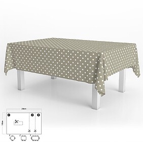 Toalha de Mesa Vinil Retangular Bolinhas Bege Impermeável A...