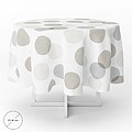 Toalha de Mesa Redonda Oleado Círculos Bege Impermeável Antinódoas PVC Ø 140 cm. Uso Interior e Exterior