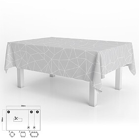 Toalha de Mesa Retangular Geométrica Cinza Impermeável Ant...