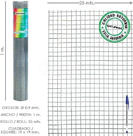 Malha Eletrosoldada Leve Galvanizada 19x19 Altura 100 cm. Ro...
