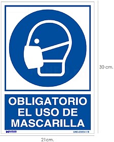 PLACA Uso OBRIGATÓRIO DE MÁSCARA 30x21 cm