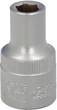 Chave de Soquete 1/2” Hexagonal 8 mm. Perfil de 6 faces. Aço Cromo Vanádio, Bordas Arredondadas Chave de Soquete 1/2” Hexagonal 8 mm