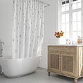 Cortina de Chuveiro Gotas Cinza 180x200cm. Cortina de Chuveiro Impermeável Gotas Cinza 180x200cm. Impermeável