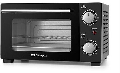 Forno Eléctrico Multifuncional Orbegozo HO 985 - Potência 800W - Capacidade 10L - Selecção de Calor Superior - Inferior ou Simultanea - Temporizador 30 Minutos - Porta Articulável com Duplo Vidro