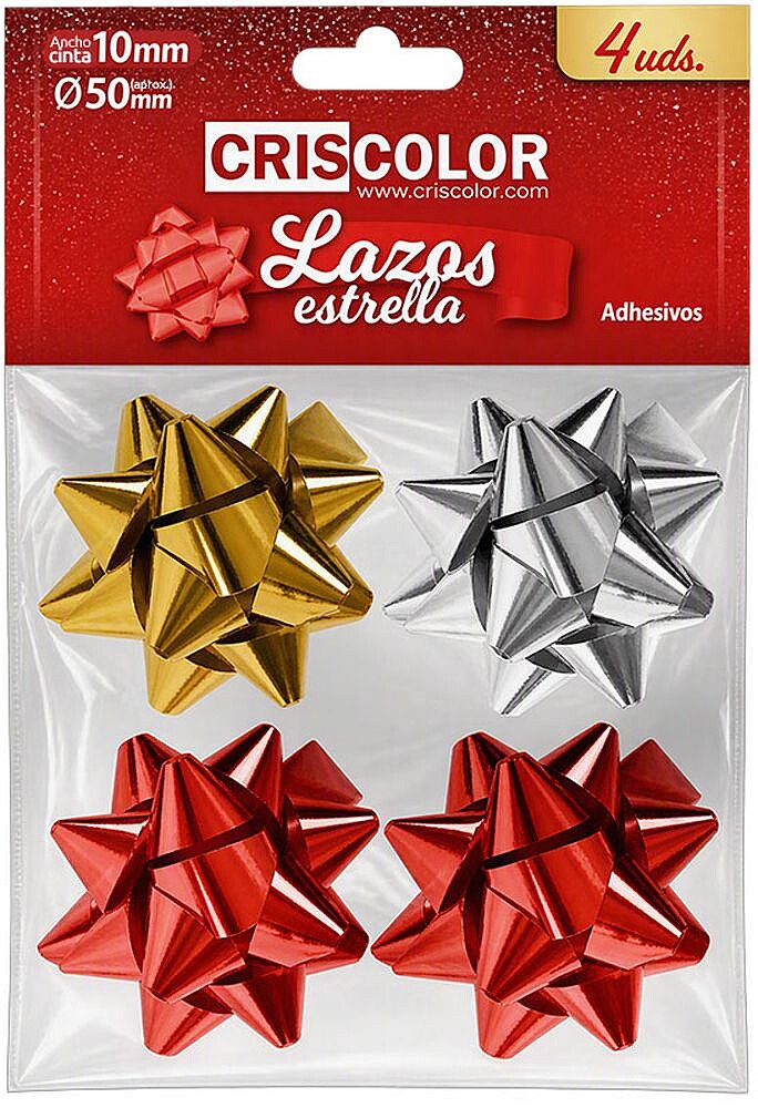 Laços Estrela para Embrulho 50mm Sortido 4un 42485