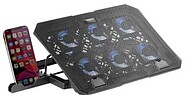 Base de Refrigeração Mars Gaming MNBC23 - 6 Ventiladores LED Azul - Suporte Ajustável - Estrutura Resistente - Suporte Integrado para Smartphone - Cor Preta