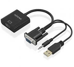 Conversor de Cabo Aisens SVGA+Áudio para HDMI - SVGA/M+Jack...