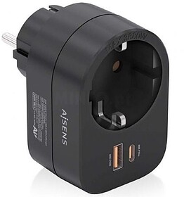 Regleta de Parede Multifuncional Aisens com 1 Toma + 1xUSB-C...