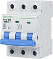 Disjuntor - Corrente nominal 20A - 3 pólos (instalações trifásicas) - Curva de tipo C - Para calha DIN - Em conformidade com a norma IEC/EN 60898-1 BX7B-63N-20A-3P