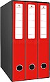 Caixa Mariola Módulo de 3 Arquivos com Aro 2 Anéis 40mm - Tamanho 35x26x17cm - Cartão Forrado - Cor Vermelho 4783RO