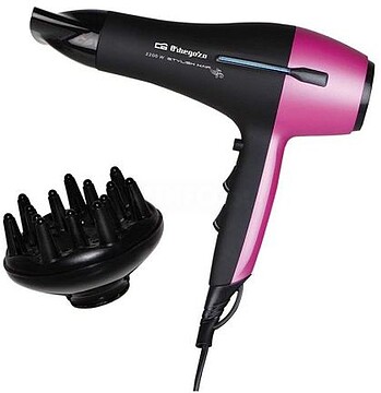 Secador de Cabelo Profissional Orbegozo SE 2320 - Tecnologia Avançada para um Secagem Perfeita - 3 Níveis de Temperatura e 2 Velocidades - Difusor e Concentrador para mais Brilho e Volume