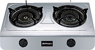 Orbegozo FO 2710 Fogão a Gás - Eficiente e Seguro - 2 Queimadores de Tripla Coroa - Ignição Piezoelétrica - Aço Inoxidável - Gás Butano/Propano