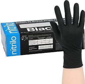 Luva Descartável Nitrilo Preto L 5,5 gms. Grossa Luva Desca...