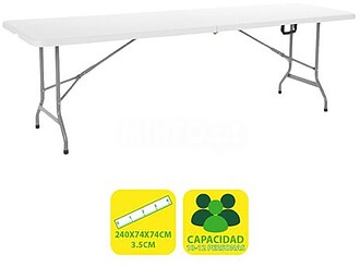 Mesa de Resina Plegável Sungarden 240x74x74cm 3.5cm - Cor B...