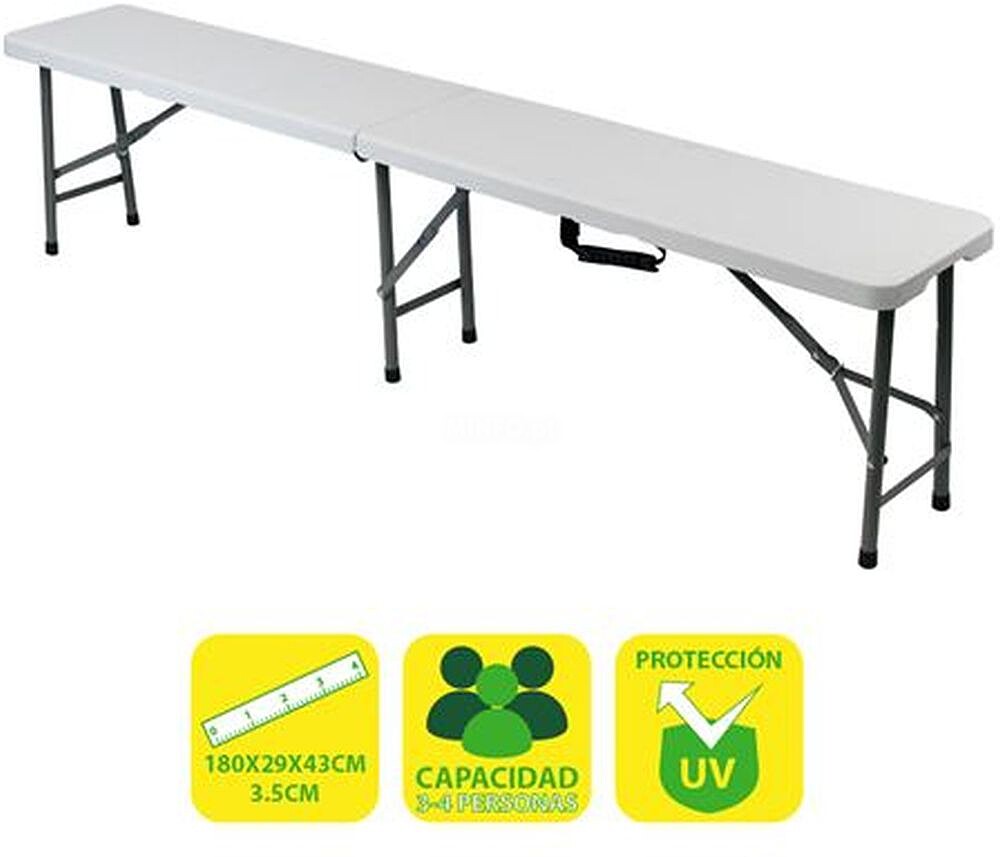 Banco de Resina Sungarden Dobrável 180x29x43cm 3,5cm - Cor Branca SG0104