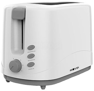 Muvip MV0643 Torradeira de Pão 750W - Capacidade para 2 Fatias - 6 Níveis de Torra - Botão de Cancelar - Função Descongelar e Reaquecer - Bandeja Inferior Extraível para Limpeza