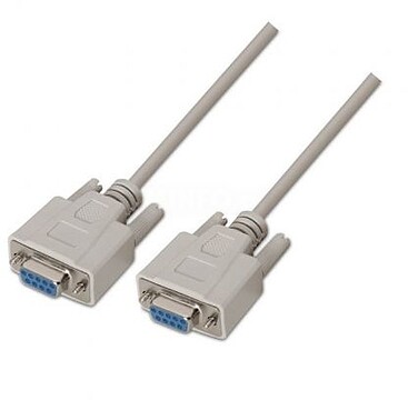 Cabo Série Null Modem Aisens - DB9/H-DB9/H - 1,8m para Dispositivos de Comunicação Equipados com Porta Série - Cor Bege