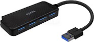 Hub USB 3.0 Aisens - Tipo A/M-4X Tipo A/H - 15cm - Cor Preta