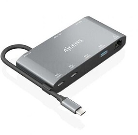 Aisens Dock USB-C 8 em 1 - USB-C para 1xHDMI - 1xVGA - 1xRJ4...