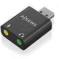 Conversor USB-A para Áudio 48KHz Aisens - USB-A/M-2xJACK 3.5/H - Cor Preta
