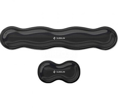 SUBMP-04E061 Conjunto Subblim Ergo Crystal Flex Apoio-pulso para Teclado e Rato - Gel Refrigerante Autoajustável - Design Ondulado Ergonómico - Base Antiderrapante - Cor Preta