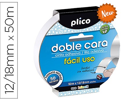 13309 : FITA ADESIVA PLICO DUPLA FACE FACIL USO 12/18 MM X 50 M