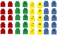 Conjunto 5 Coletes de Treino Softee Numerados de 16 a 20
