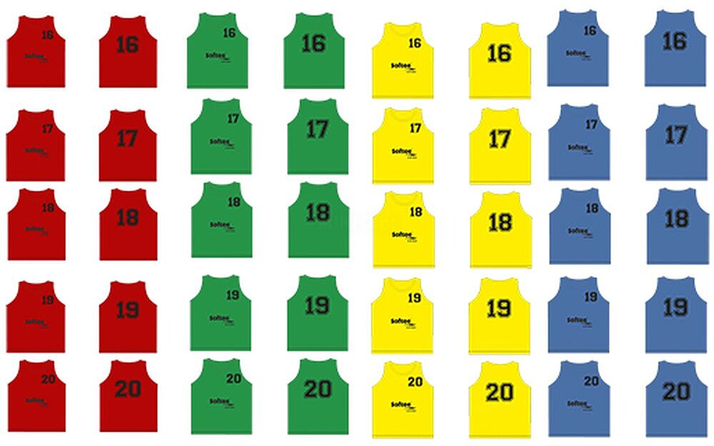 Conjunto 5 Coletes de Treino Softee Numerados de 16 a 20