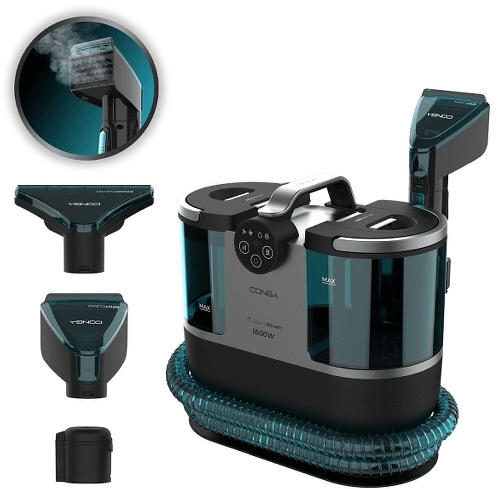 Cecotec Conga 7000 Carpet and Spot Clean Steam Max Aspirador para Tapiceria - Filtros para Solidos y Liquidos - Funcion de Soplado - Incluye Accesorios - Ruedas de Goma - Color Negro y Azul A01_EU01_112483