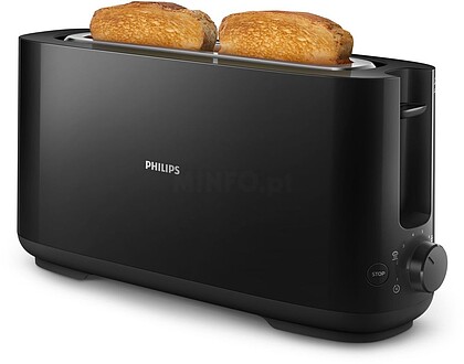 HD2590/90 Tostadora Philips Daily Collection HD2590 preta 1030W - 8 níveis - 2 fendas compridas - bandeja para migalhas