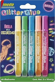 Cola Glitter Imedio “Brilha no Escuro” Pacote de 5 Tubos...