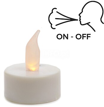Vela LED a pilhas 3,7cm de 36453. Funciona ao soprar LIGAR/DESLIGAR