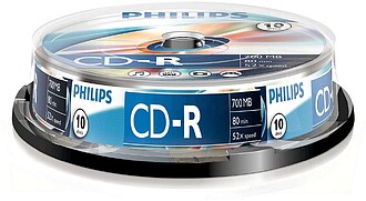 CR7D5NB10 : Philips CD-R 80Min 700MB 52x Cakebox (10 unidade...