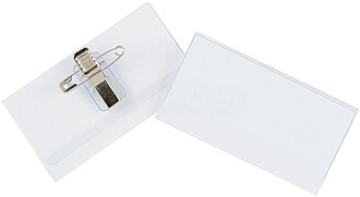 Porta Nomes Horizontal 90x56mm c/Mola+Alfinete 50un Porta No...