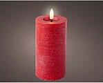 Vela de Cera LED Cor Vermelha, Superfície Rústica, Ø7x15cm. Lumineo G-72668