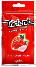 91696 : Chiclete trident sabor morango sem acucar bolsa de 4...