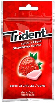 91696 : Chiclete trident sabor morango sem acucar bolsa de 43,5 gr Chiclete trident sabor morango sem acucar bolsa de 43,5 gr