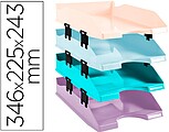 Bandeja Secretaria Exacompta P Bandeja Secretaria Exacompta Plastico Aquarel Set de 4 Bandejas Combo Midi Cores Pastel 346X225X243 MM 113296SETD