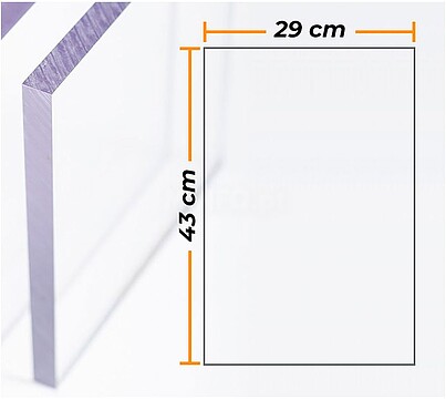 G-02482 : 02482 PLACA POLICARBONATO TRANSPARENTE 4mm - 29x43cm