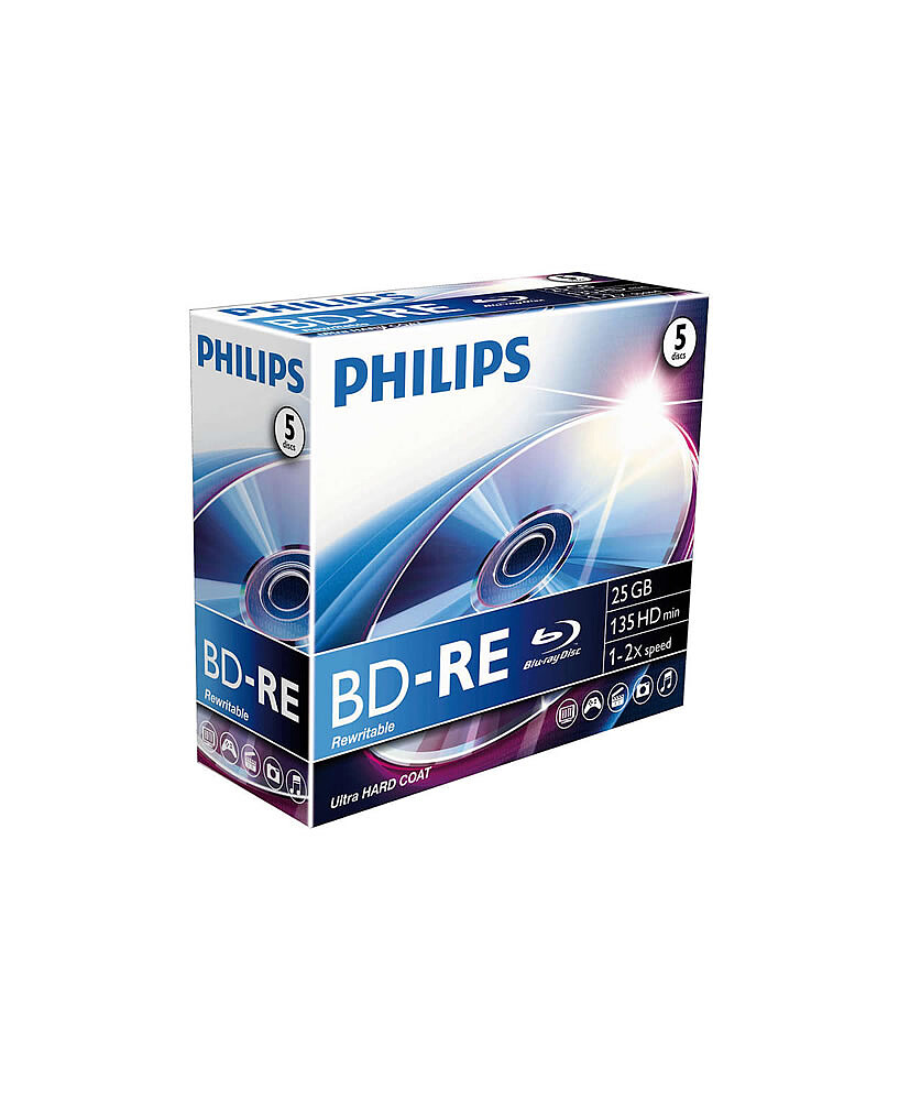 Philips Blu-Ray ReWritable 25GB 2x Jewel Case (5 unidades) BE2S2J05C