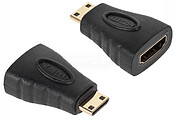 Ficha Adaptadora HDMI Femea + Mini HDMI Macho Dourado
