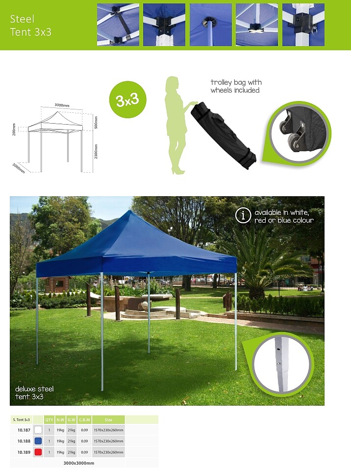 Tenda De Aço 3x3 : 3x3m (azul) pag236 cat2010