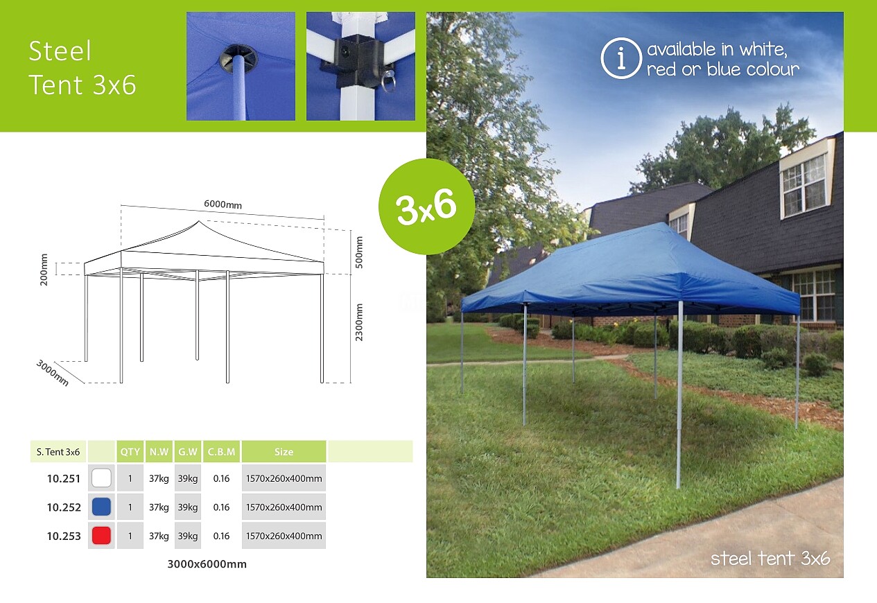 Tenda De Aço 3x6 : 3x6m (branco) pag238 cat2010