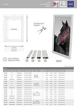 Mulduras para colocar na parede ou suspender no tecto - LIMA : Tamanho do perfil 42mm/ Tamanho do quadro 1000X1400mm pag130 cat2010