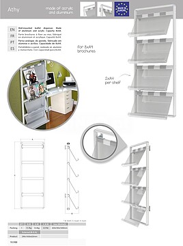PORTA FOLHETOS DE PAREDE ALUMINIO ATHY 8*A4