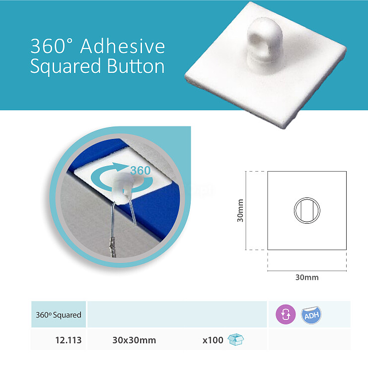 Botão Adesivo Giratório com Gancho Fechado : 30x30mm : Venda Multiplos 100 Uni. pag349 cat2010