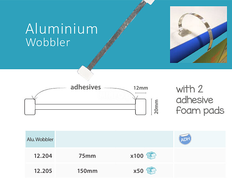 Wobbler Metálico c/ 2 Adesivos 150mm (mínimo 50 unidades)