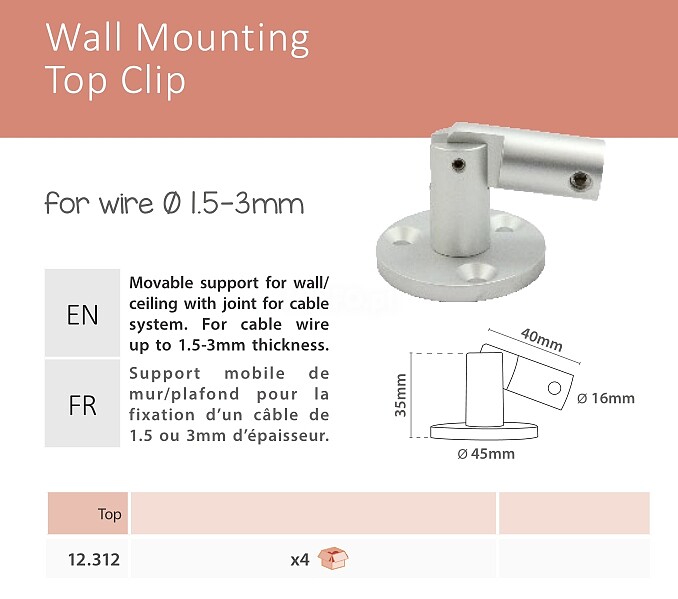 SUPORTE MÓVEL SUPERIOR PARA PAREDE-TECTO : Venda Multiplos 4 Uni. pag259 cat2010