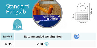 Adesivo p/Colocar Blister : Hang Tab standard : max 110gr : ...
