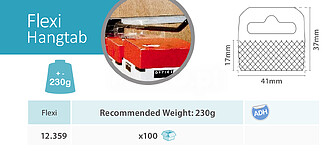 Adesivo p/Colocar Blister : Hang Tab flexi : max 230gr : ( v...